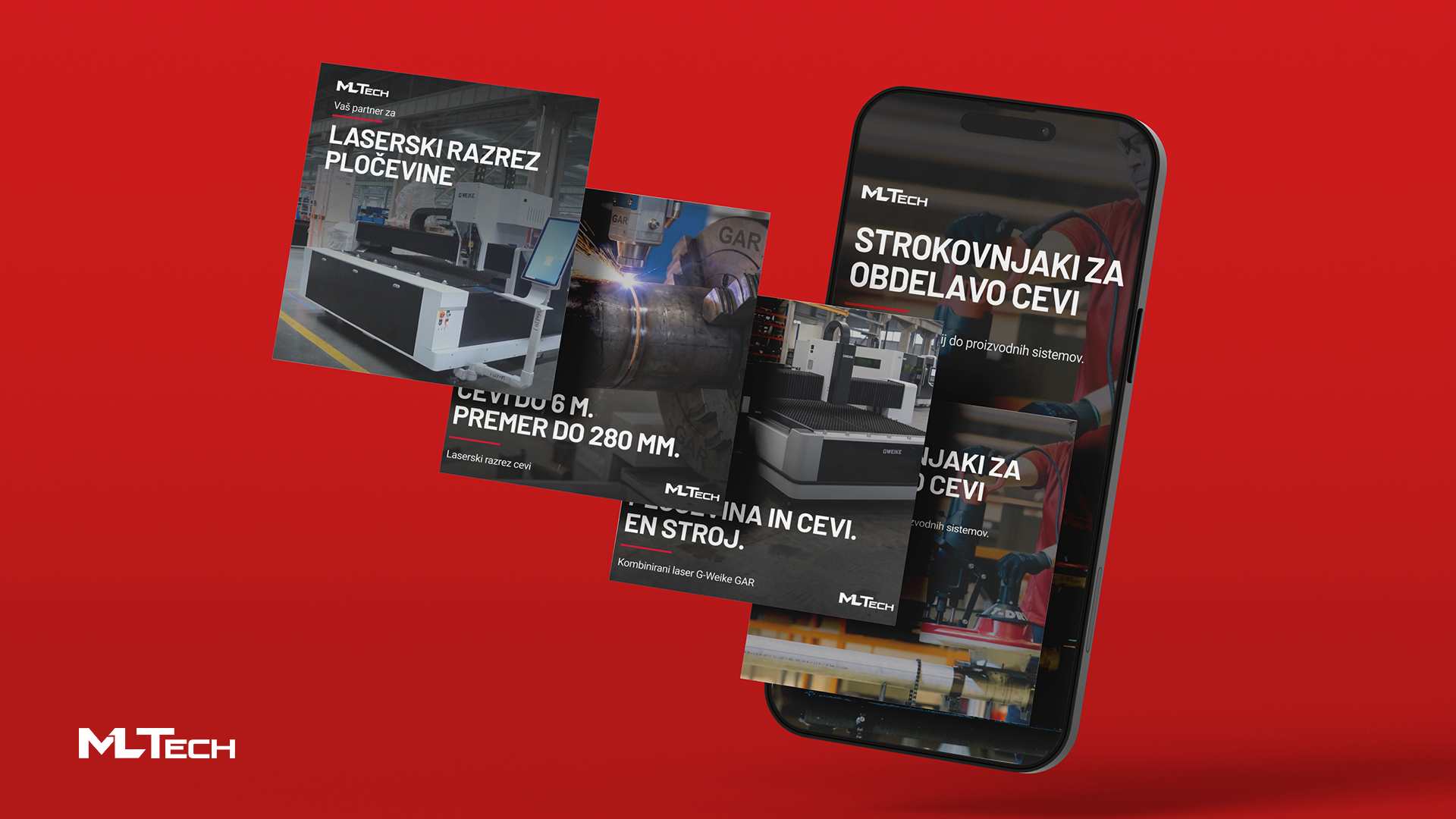 B2B oglaševanje za MLTech: pregled oglasnih kreativ za Meta in Google kampanje