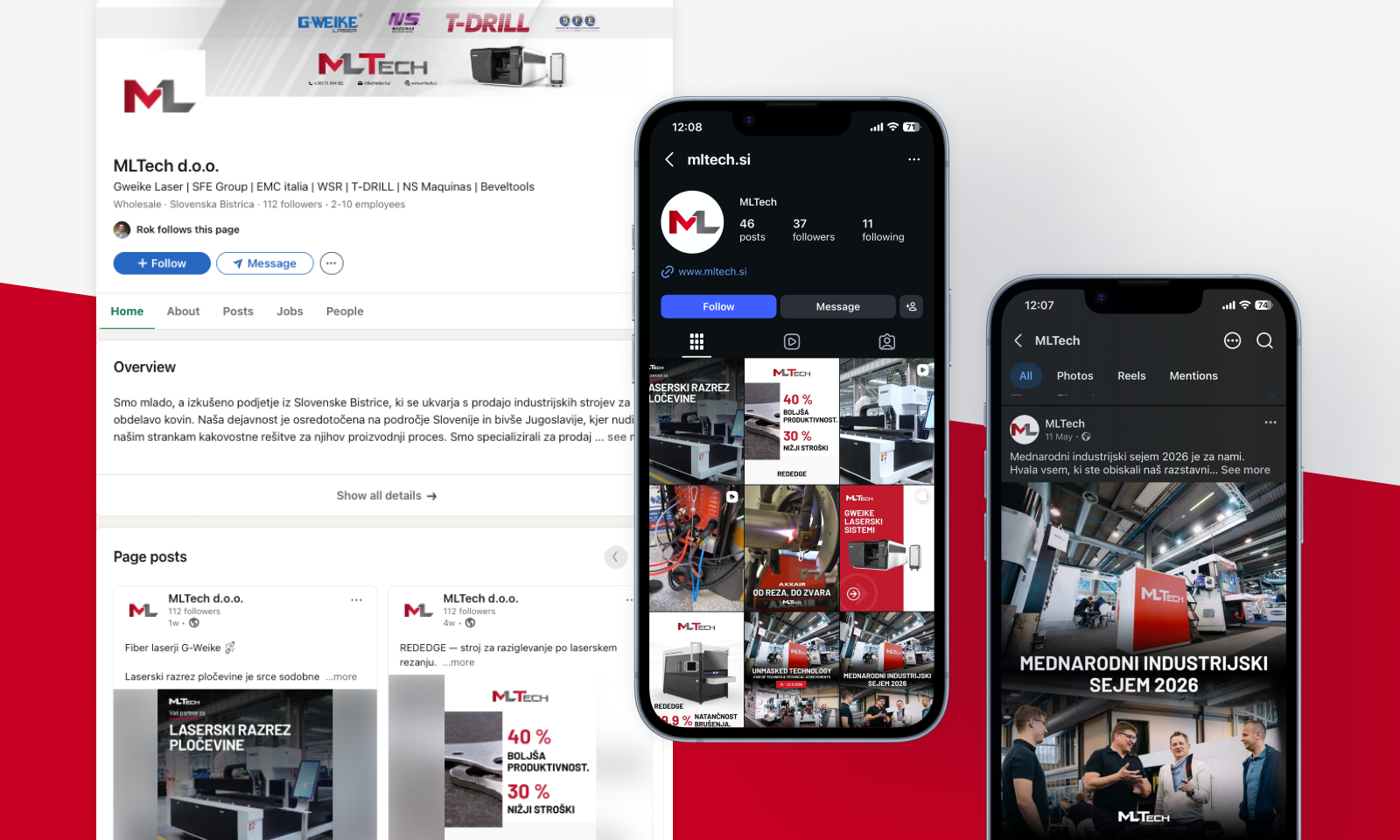 Organske objave za MLTech: pregled LinkedIn, Facebook in Instagrama