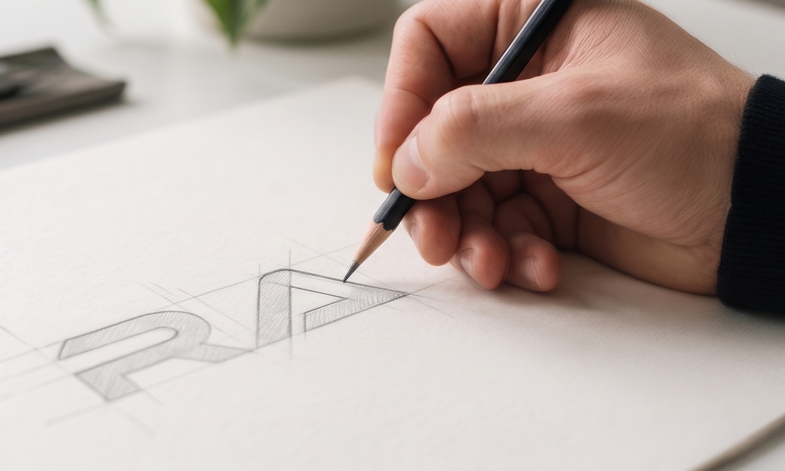 Rebranding za RAAC avtomobili: skica v procesu oblikovanja novega logotipa
